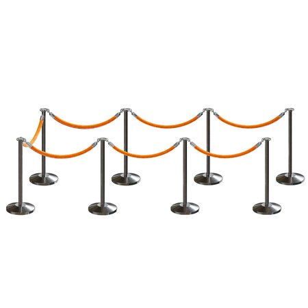 MONTOUR LINE Stanchion Post and Rope Kit Sat.Steel, 8 Flat Top 7 Gold Rope C-Kit-8-SS-FL-7-PVR-GD-PS